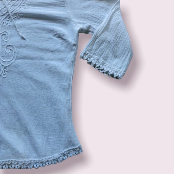 La Cotonniere, Embroidered Peasant Blouse, Size Medium - Picture 7 of 15